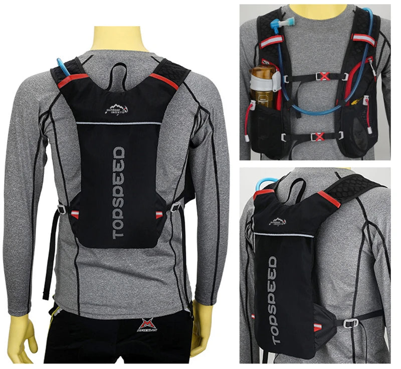 Mochila ultraligera de 5 l para correr en senderos al aire libre, chaleco de hidratación para correr, bolsa transpirable para ciclismo de maratón, botella de agua de 500 ml.