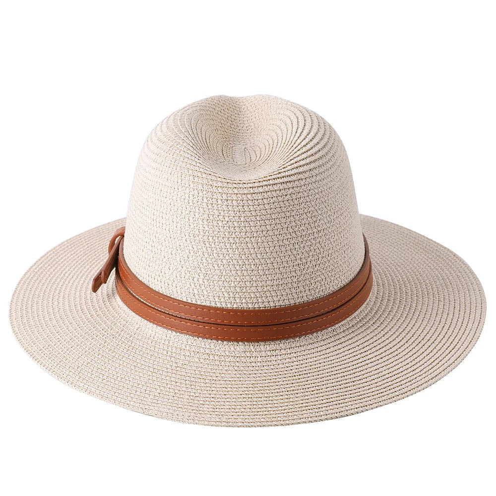 56-58-59-60CM New Natural Panama Soft Shaped Straw Hat Summer Women's/Men's Wide Brim Beach Sun Cap UV Protection Fedora Hat