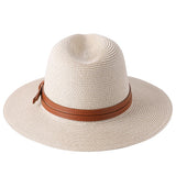 56-58-59-60CM New Natural Panama Soft Shaped Straw Hat Summer Women's/Men's Wide Brim Beach Sun Cap UV Protection Fedora Hat