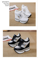Fashion White Sneakers Women's High Platform Casual Shoes Height Increasi Leathe Shoes 10 CM Thick Sole Trainers Tennis Sports
