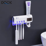 Toothbrush Holder Toothpaste Dispenser Solar Energy Bathroom Toothbrush Storage Box Multi-function Storage Holder USB Charge