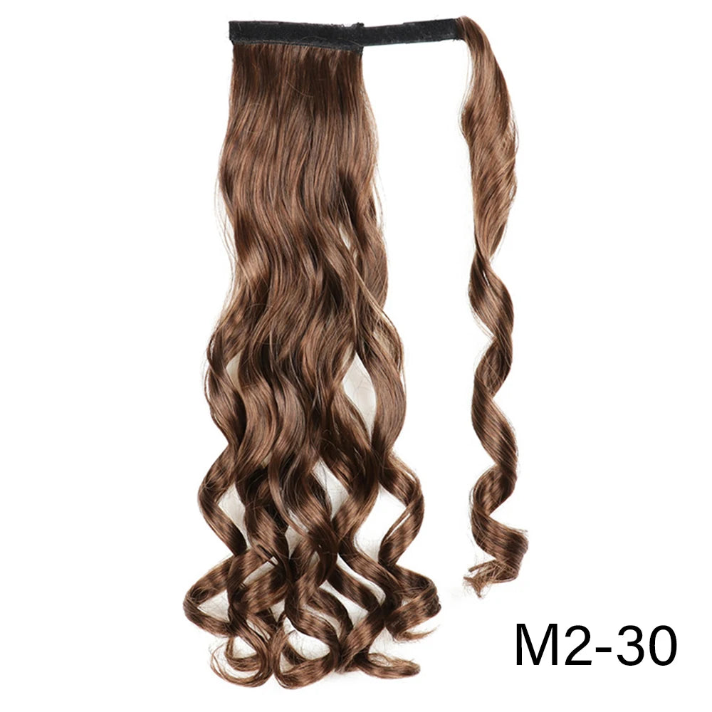 32inches Synthetic Ponytail Hair Extension Clip in Fake Wig Hairpiece Blonde Wrap Around Pigtail Long Smooth Overhead Pony Tail