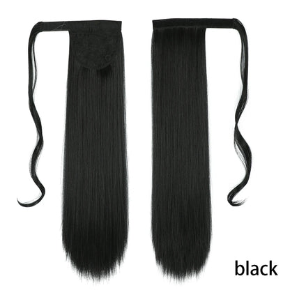 32inches Synthetic Ponytail Hair Extension Clip in Fake Wig Hairpiece Blonde Wrap Around Pigtail Long Smooth Overhead Pony Tail
