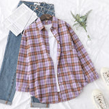 Casual Women's Plaid Shirt 2025 Spring Autumn New Ladies Loose Blouse and Tops Female Long Sleeve Shirts Fresh Checked Clothes