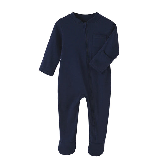 Ropa para bebé recién nacido 100 % algodón, mono de color liso con cremallera, para primavera, para niño y niña