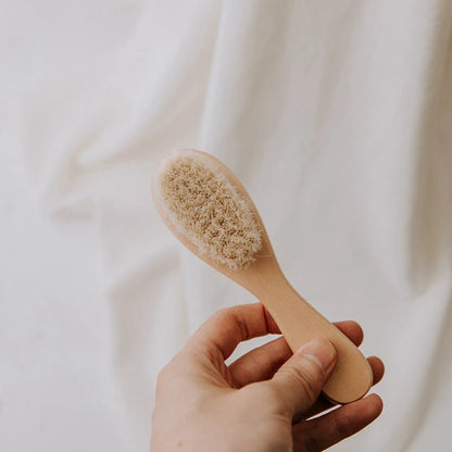 Newborn Baby Natural Wooden Boys Girls Soft Wool Hair Brush Head Comb Infant Head Massager Portable Bath Brush Comb For Kids