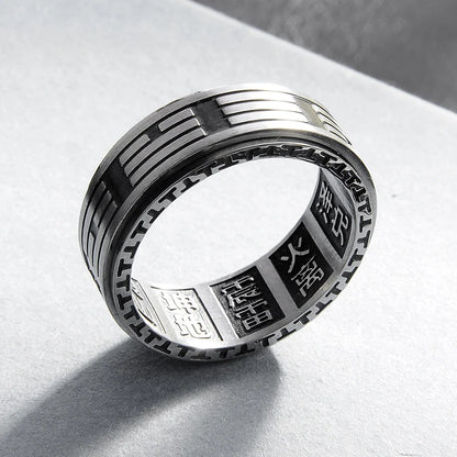 Vintage Chinese Tai Chi Kung Fu Men's Taoism Mantra Fidget Anti-stress Spinner Rings For Chinatown Men Rotatable Anxiety Ring