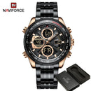 NAVIFORCE Top Brand Luxury Classic Men Watch Quartz Digital Male Clock Military Sport Silver Stainless Steel Man Wristwatch 9197
