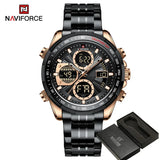 NAVIFORCE Top Brand Luxury Classic Men's Watch Quartz Digital Male Clock Military Sport Silver Stainless Steel Man Wristwatch 9197