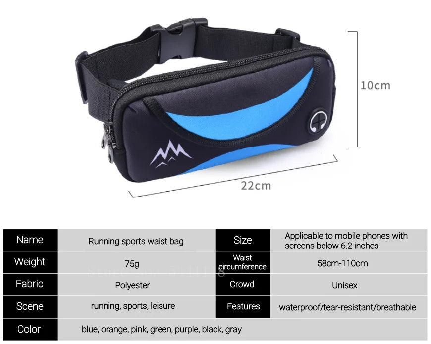 Waterproof Running Waist Bag Belt Bag, Men Women Sports Running Portable Gym Bag, Gym Fitness Bag, Sport Running Belt Bag