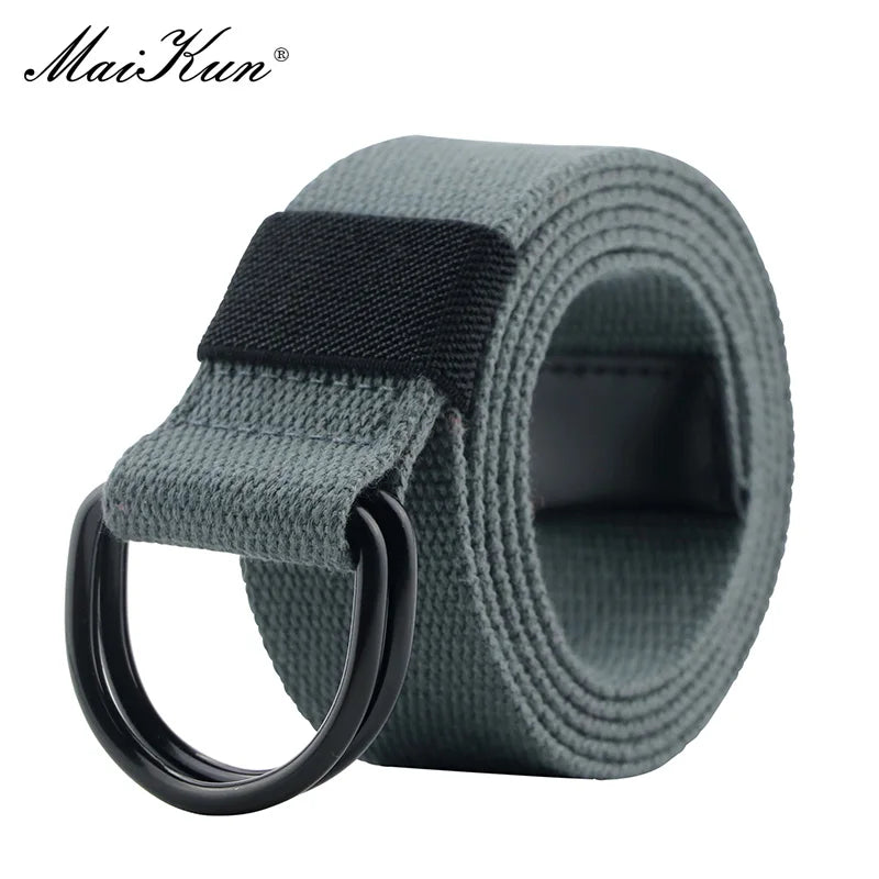 Maikun Tactical Canvas Men Belt High Quality Unisex Double D-Ring Buckle Waistband Casual Canvas Female Belt Fabric For Jeans