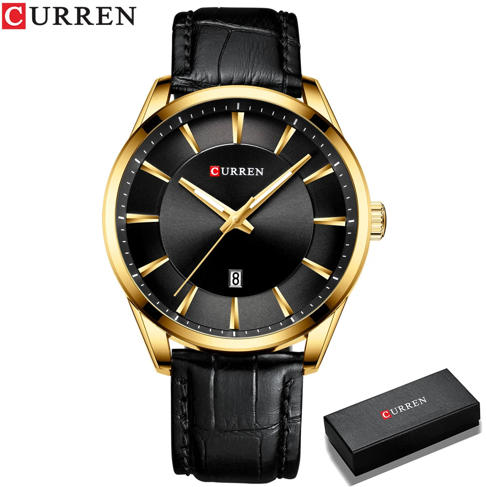 CURREN Quartz Watches for Men Leather Strap Male Wristwatches Top Luxury Brand Business Men's Clock 45 mm Reloj Hombres