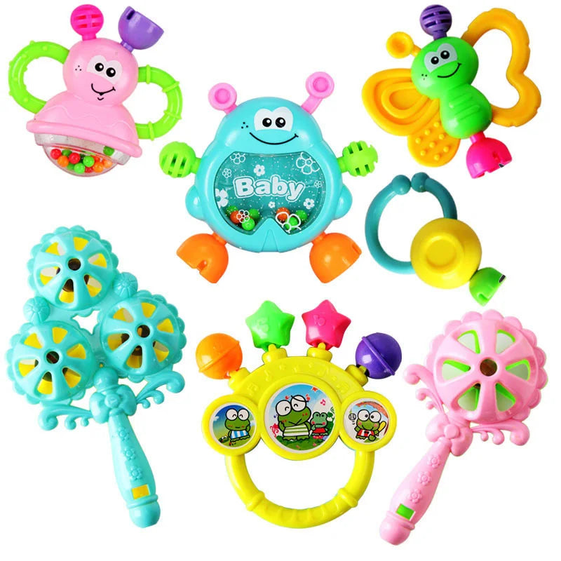 7/8pcs Baby Rattles Teethers For Newborn Toys Grab Shaker Hand Development Rattle Toy Early Education Kids Chew Toys 0-12 Months