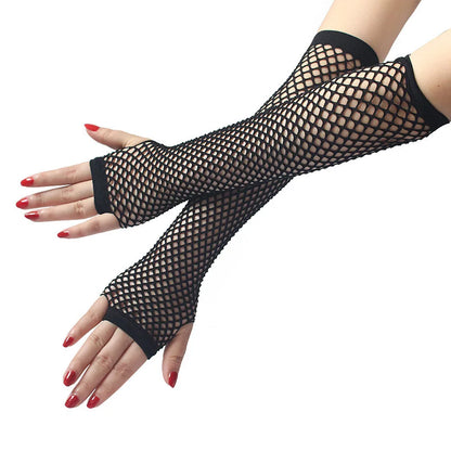 Long Fingerless Fishnet Lace Luvas para Senhoras, Alta Elasticidade, Neon, Sexy, Acessórios Do Carro, Decoração de Interiores, Auto Peças