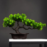 27cm Artificial Pine Plants Bonsai Fake Tree Ornaments Plastic Plants Landscape Simulation Tree for Home Room Desktop Decoration