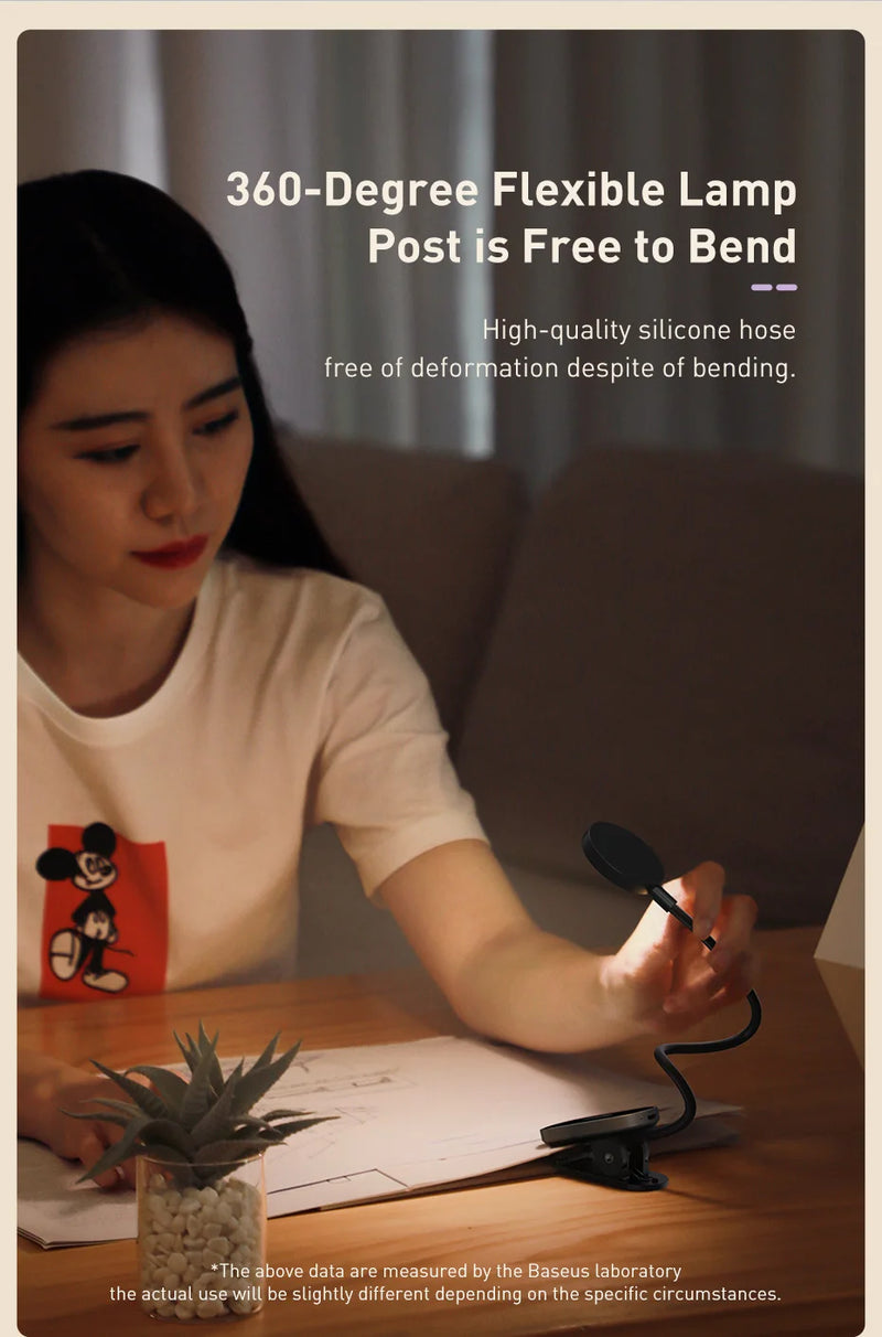 Baseus Led Desk Lamp Clip-On Night Light Reading Computer Keyboard illuminated Eye Protection Lamp With USB Charging For Bedroom