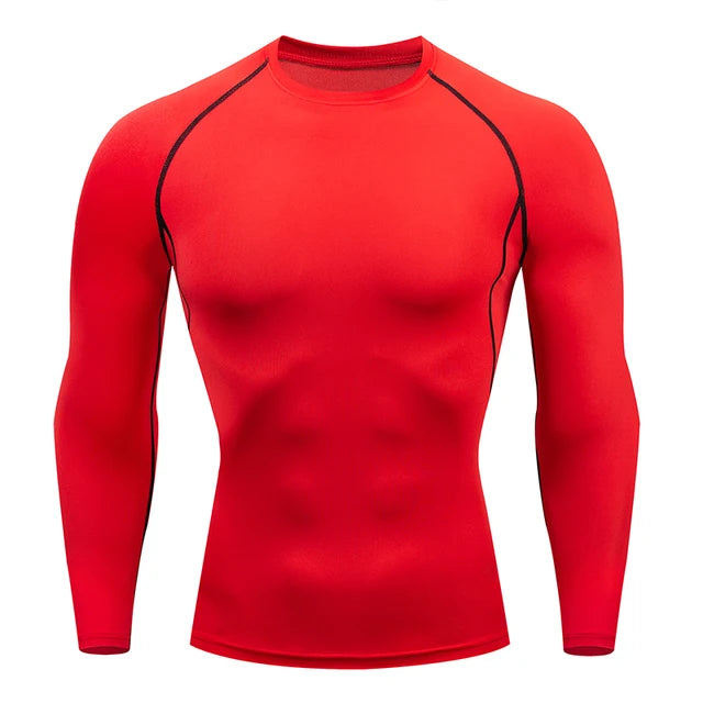 Camiseta de compresión para correr para hombre, ajustada, de manga larga, para entrenamiento y jogging, para gimnasio, Dry Fit Rashgard 
