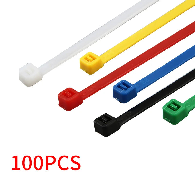 100PCS 3/4/5 Series Self-Lock Cable Ties Plastic Nylon Cable Ties Fasten Loop Cable Organizer Nine Colors Binding Belt