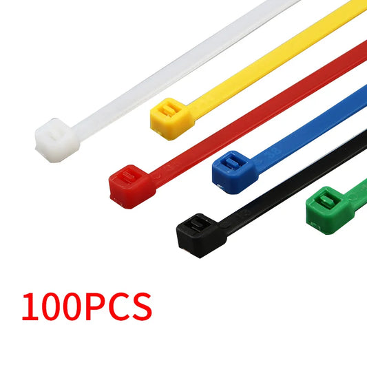 100PCS 3/4/5 Series Self-Lock Cable Ties Plastic Nylon Cable Ties Fasten Loop Cable Organizer Nine Colors Binding Belt