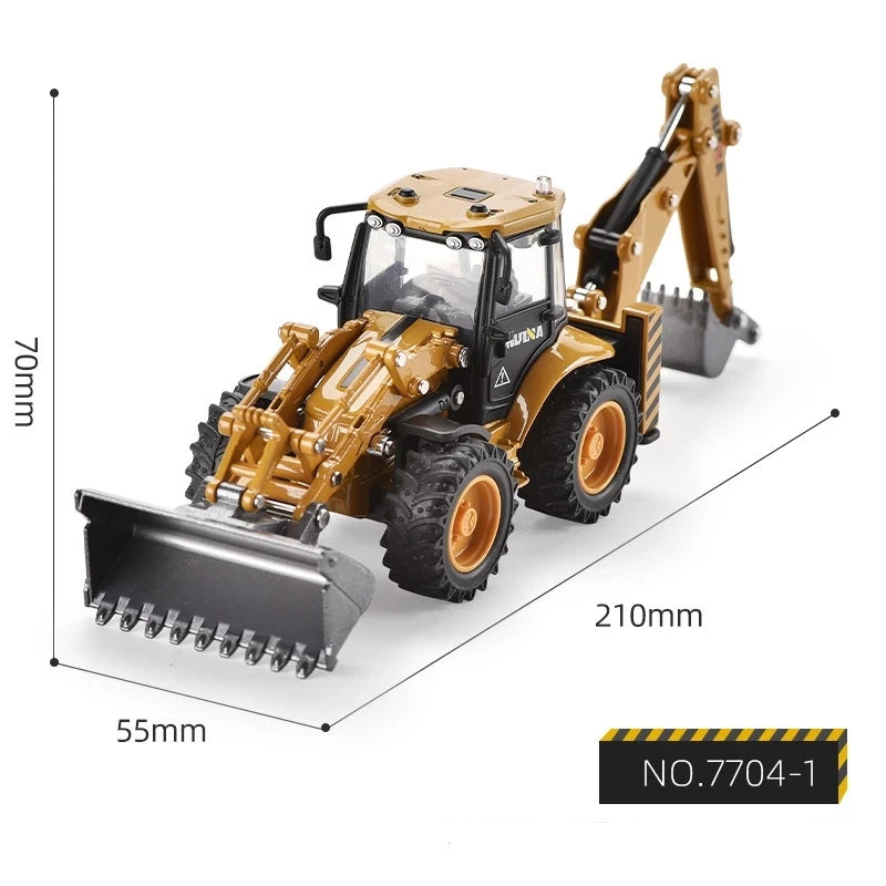 Miniaturas de metal Huina 1/50 de cargadores de coches, camiones, excavadoras, modelos de orugas, juguetes para niños, vehículos de juguete fundidos a presión.