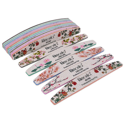 Lote de 3/5/10 limas de uñas nuevas con estampado de flores, limas de colores, 80/100/150/180/240, herramientas profesionales de manicura.