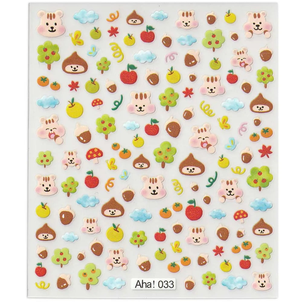 42Model Sticker Nail Decal 3D Adhesive Patch,Smile/Animal/Flower Nail Art Decorations Manicure Sticker Easter Day Design Decal-