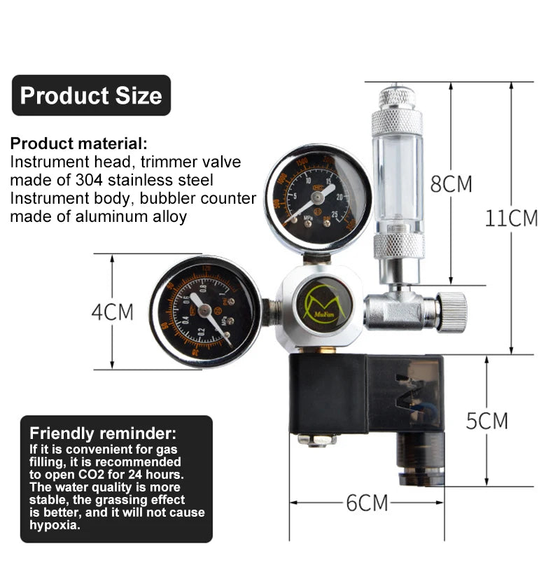 DIY Aquarium CO2 Regulator Magnetic Solenoid Kit Check Valve Fish Tank Accessories CO2 Control System Reactor Generator Set