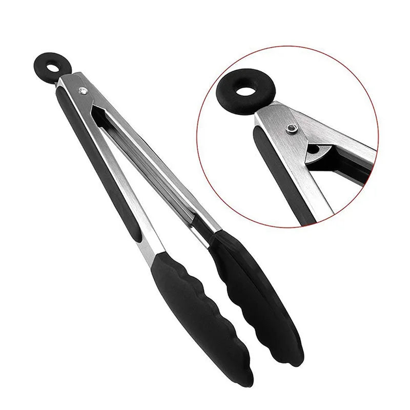 BBQ Gadgets Silicone Non-Slip Food Tong Kitchen Tongs utensil Cooking Tong clip Clamp BBQ Salad Tools Grill Kitchen Accessories