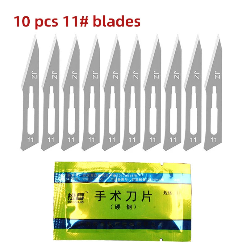 Carbon Steel Carving Metal Scalpel handle 11# 23# Engraving Craft knive Non-Slip Surgical Scalpel Knife Paper Cutting Tool Knife