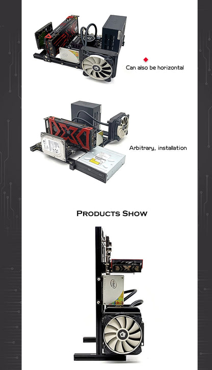 Aluminum Fully Open Case Frame Support ITX / MATX /ATX Motherboard,Vertical Computer Housing PC Water Cooling Gamer DIY Cabinet