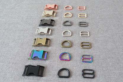 1Set Strong Hardware Metal Straps Slider D Ring Release Belt Buckle For Cat Pet Dog Collar Harness Paracord Sewing Accessory
