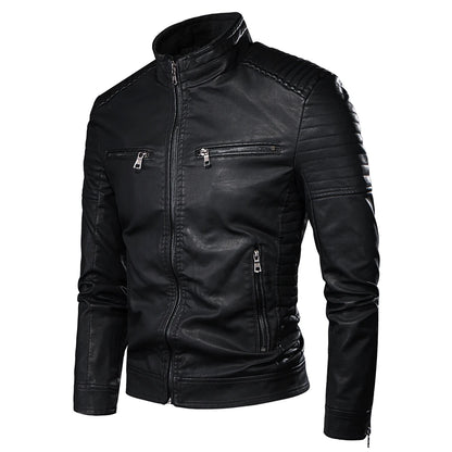 Chaqueta de cuero vintage informal para hombre, diseño de moda de primavera y otoño, con bolsillo para motociclista, talla 4XL-M, 2021