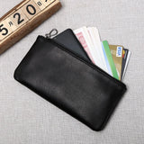 ZRCX Men's Genuine Leather Long Zipper Wallet First Layer Cowhide Youth Ultra-Thin Handbag Wallet Trendy Brand Simple Wallet