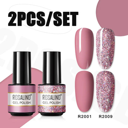 ROSALIND Nail Gel Manicure Set Hybrid Varnish Kit For Nails Art UV Lamp Semi Permanent Nail Gel Polish Set With Good Pack