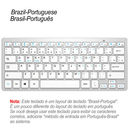 Russian Spanish French German Hebrew Brazil-Portuguese Ultra Slim Universal Wireless Bluetooth Keyboard for iOS Android Win