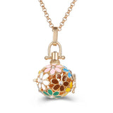 Mexico Music Ball Hollow Zircon Pendant Vintage Perfume Locket Necklace Aromatherapy Diffuser Sweater Chain For Women Jewelry