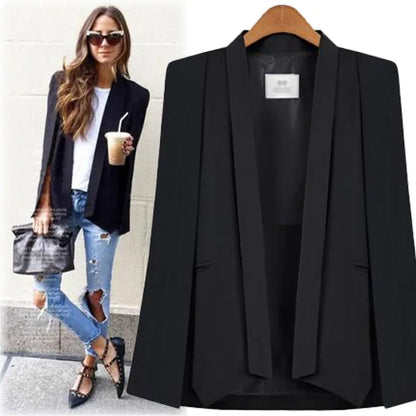 New Fashion 2022 Black White Long Sleeve Cape Coat Women Lapel Split Cloak Jacket Suits Womens OL Office Workwear Gift