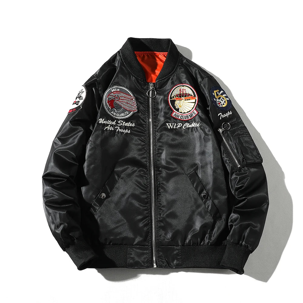 New MA1 men jacket Embroidered Outwear Pilot flight Slim fit patch jackets Autumn thin jacket And Winter warmcoat Motorcycle jac