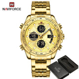 NAVIFORCE Top Brand Luxury Classic Men's Watch Quartz Digital Male Clock Military Sport Silver Stainless Steel Man Wristwatch 9197