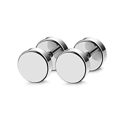 2 pendientes góticos estilo punk de acero inoxidable con forma de mancuerna para hombre y mujer, estilo hip hop, rock, hipoalergénicos. 