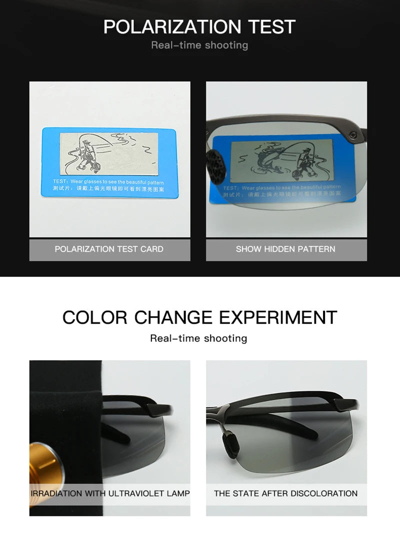 Fashion Half Frame Photochromic Sunglasses Men Women Classic Chamelon Polarized Sun Glasses Male Vintage Fishing Driving Shades
