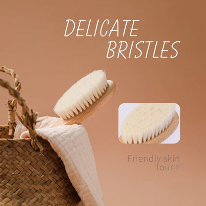 Newborn Baby Natural Wooden Boys Girls Soft Wool Hair Brush Head Comb Infant Head Massager Portable Bath Brush Comb For Kids