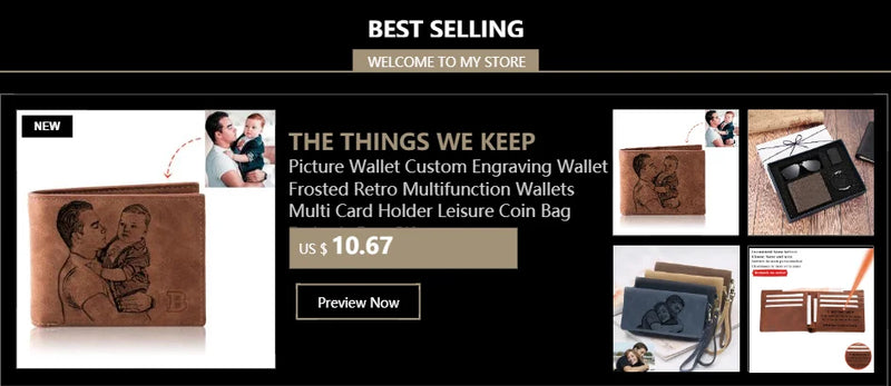 Picture Wallet Fashion Casual Short PU Frosted Multi-Card DIY Wallets Customized Engraving Photo Simple Purse For Men