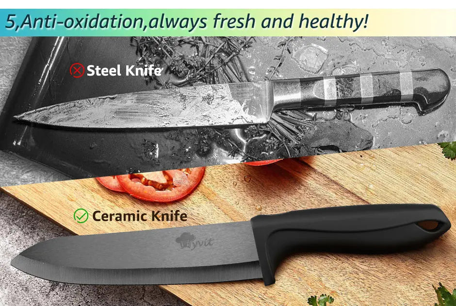 Ceramic Knife Set 3 4 5 6 inch Kitchen Knife + Peeler Holder Black White Blade Chef Knife Fruits Utility Cooking Knives Cutter