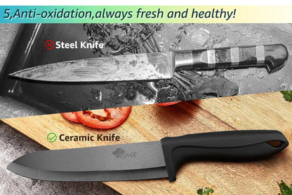 Ceramic Knife Set 3 4 5 6 inch Kitchen Knife + Peeler Holder Black White Blade Chef Knife Fruits Utility Cooking Knives Cutter
