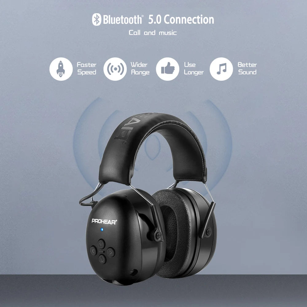 ZOHAN Electronic Headphone 5.0 Bluetooth Ear Muffs Hearing Protection Headphones for Music Safety Noise Reduction Charging