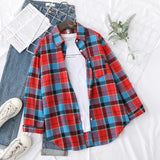 Casual Women's Plaid Shirt 2025 Spring Autumn New Ladies Loose Blouse and Tops Female Long Sleeve Shirts Fresh Checked Clothes