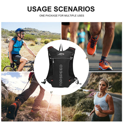 Mochila ultraligera de 5 l para correr en senderos al aire libre, chaleco de hidratación para correr, bolsa transpirable para ciclismo de maratón, botella de agua de 500 ml.