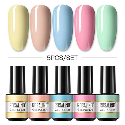 ROSALIND Nail Gel Manicure Set Hybrid Varnish Kit For Nails Art UV Lamp Semi Permanent Nail Gel Polish Set With Good Pack