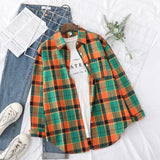 Casual Women's Plaid Shirt 2025 Spring Autumn New Ladies Loose Blouse and Tops Female Long Sleeve Shirts Fresh Checked Clothes